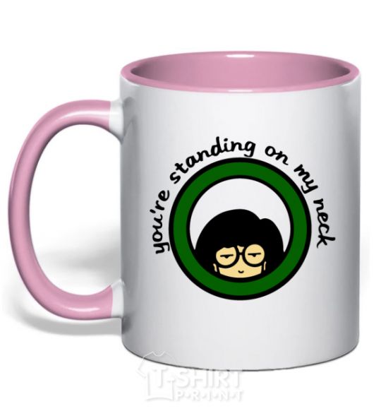 Mug with a colored handle Daria logo light-pink фото