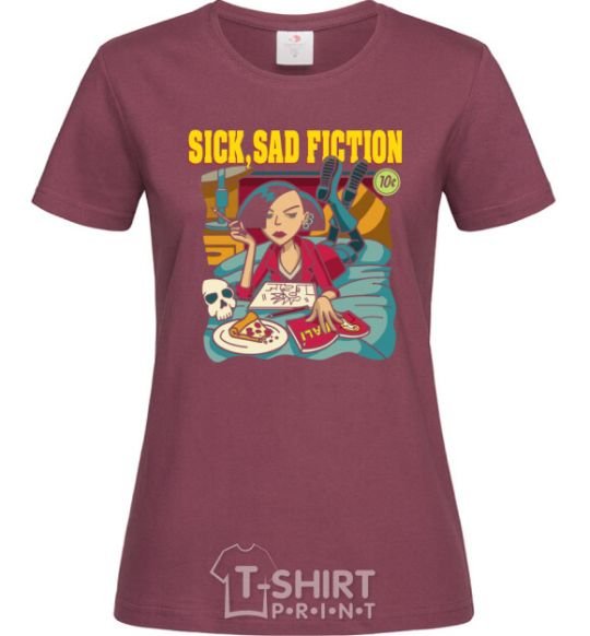 Women's T-shirt sick sad fiction tsui burgundy фото