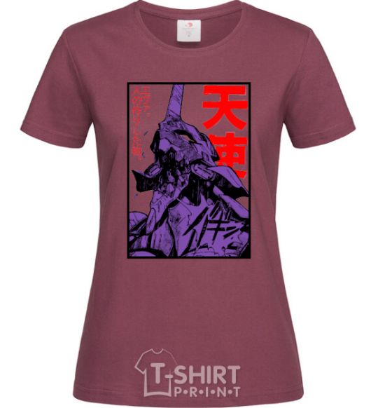 Women's T-shirt Evangelion burgundy фото