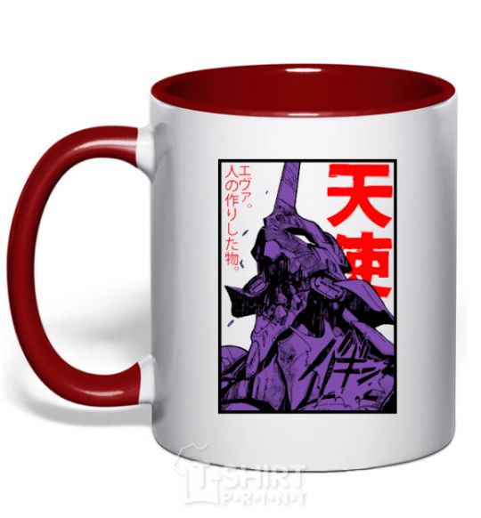 Mug with a colored handle Evangelion red фото