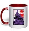 Mug with a colored handle Evangelion red фото