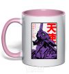 Mug with a colored handle Evangelion light-pink фото