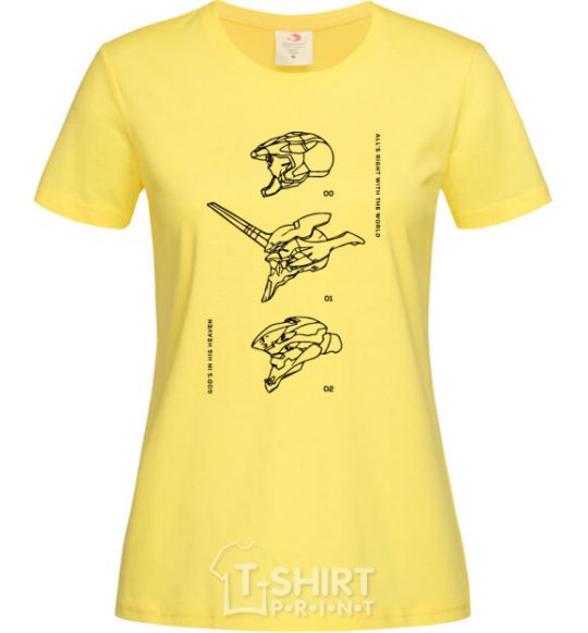 Women's T-shirt Evangelion HELMETS anime cornsilk фото
