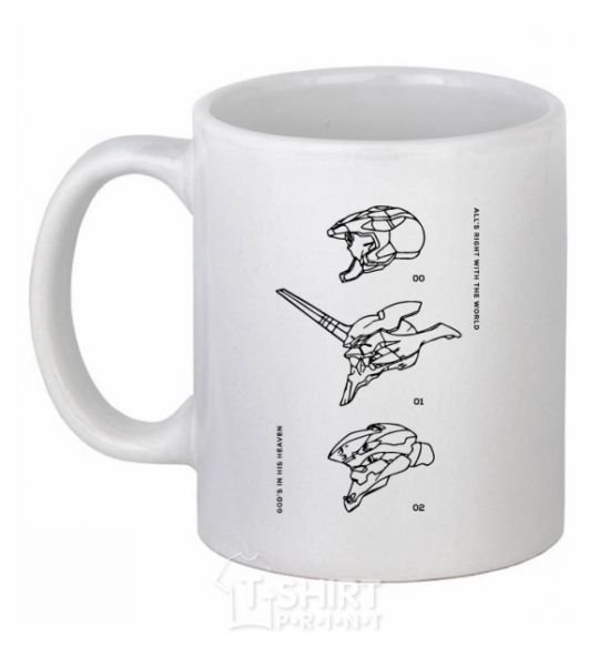 Ceramic mug Evangelion HELMETS anime White фото