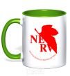 Mug with a colored handle Evangelion anime Evangelion kelly-green фото