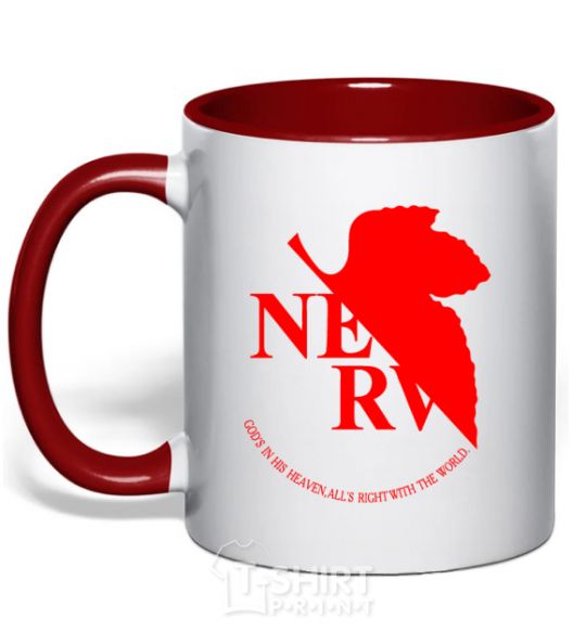 Mug with a colored handle Evangelion anime Evangelion red фото