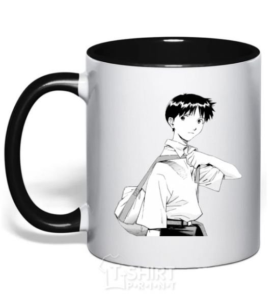 Mug with a colored handle Daco Evangelion black фото