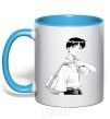 Mug with a colored handle Daco Evangelion sky-blue фото