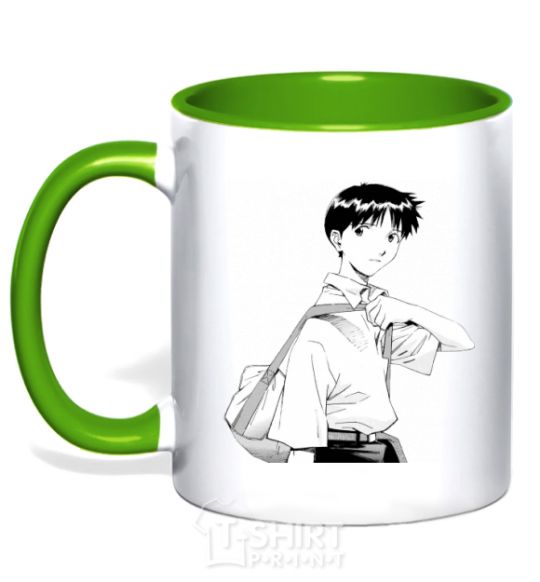 Mug with a colored handle Daco Evangelion kelly-green фото