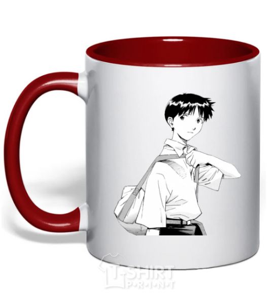 Mug with a colored handle Daco Evangelion red фото