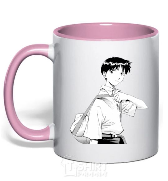 Mug with a colored handle Daco Evangelion light-pink фото