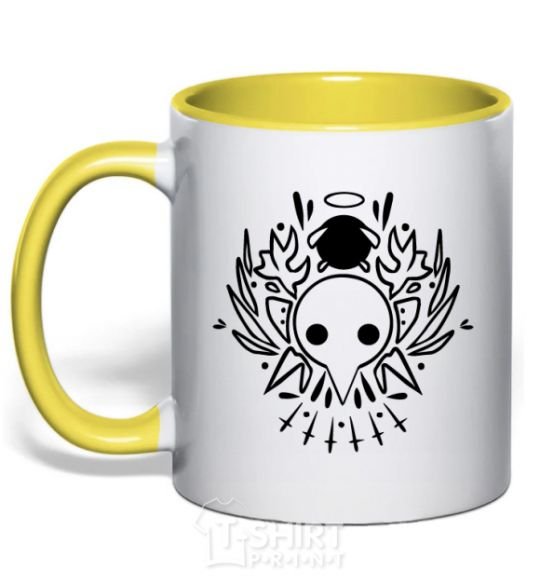 Mug with a colored handle Evangelion icon yellow фото