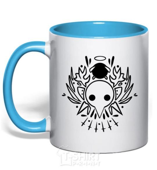 Mug with a colored handle Evangelion icon sky-blue фото