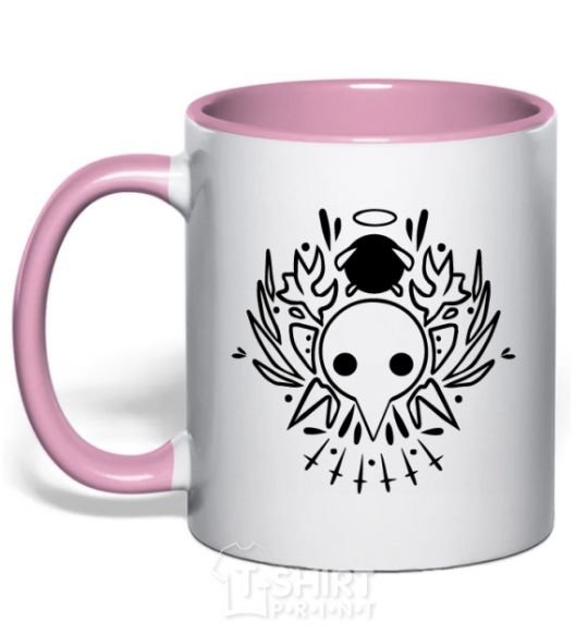 Mug with a colored handle Evangelion icon light-pink фото