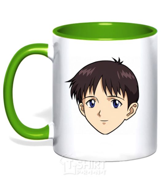 Mug with a colored handle Evangelion Sinzdi kelly-green фото