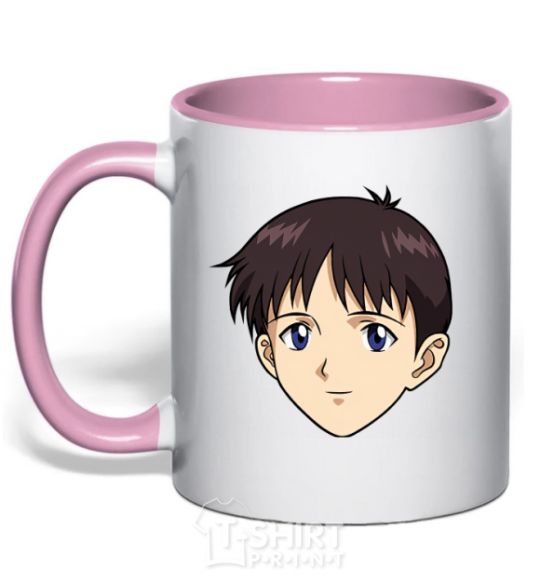 Mug with a colored handle Evangelion Sinzdi light-pink фото