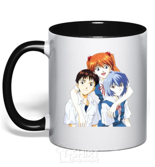 Mug with a colored handle Asuka Shinji Rei black фото