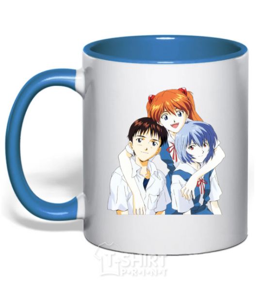 Mug with a colored handle Asuka Shinji Rei royal-blue фото