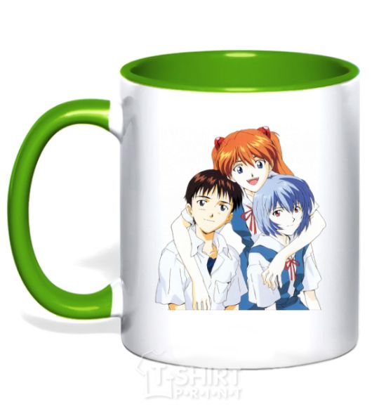 Mug with a colored handle Asuka Shinji Rei kelly-green фото