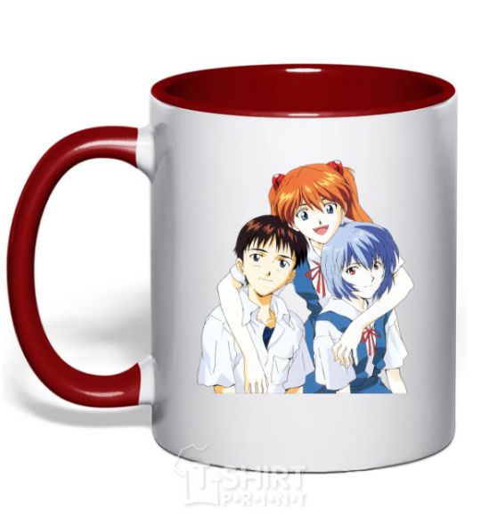 Mug with a colored handle Asuka Shinji Rei red фото