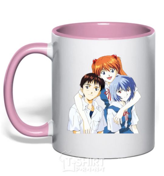 Mug with a colored handle Asuka Shinji Rei light-pink фото