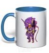 Mug with a colored handle Evangelion robot anime royal-blue фото