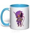 Mug with a colored handle Evangelion robot anime sky-blue фото