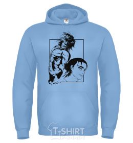 Men`s hoodie Eren Yaeger Attack of the Titans sky-blue фото
