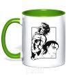 Mug with a colored handle Eren Yaeger Attack of the Titans kelly-green фото