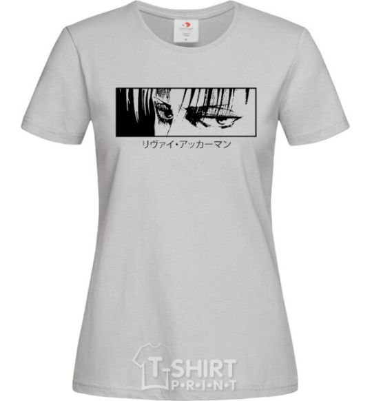 Women's T-shirt Levi ackerman (white) grey фото