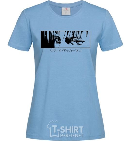 Women's T-shirt Levi ackerman (white) sky-blue фото