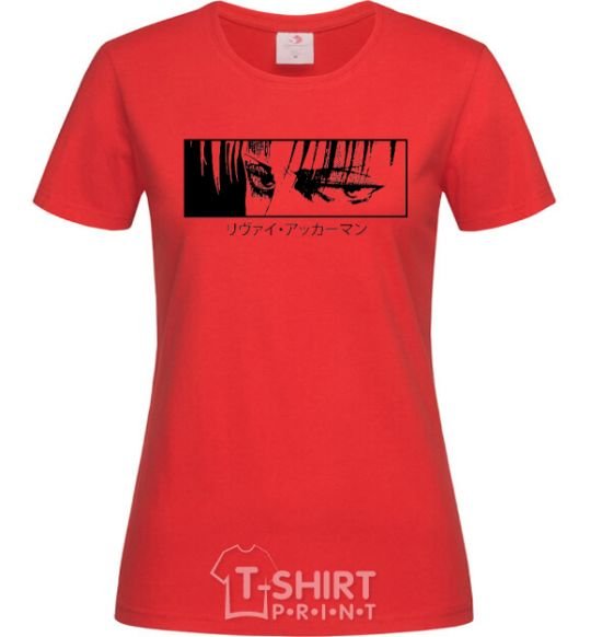 Women's T-shirt Levi ackerman (white) red фото