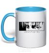 Mug with a colored handle Levi ackerman (white) sky-blue фото