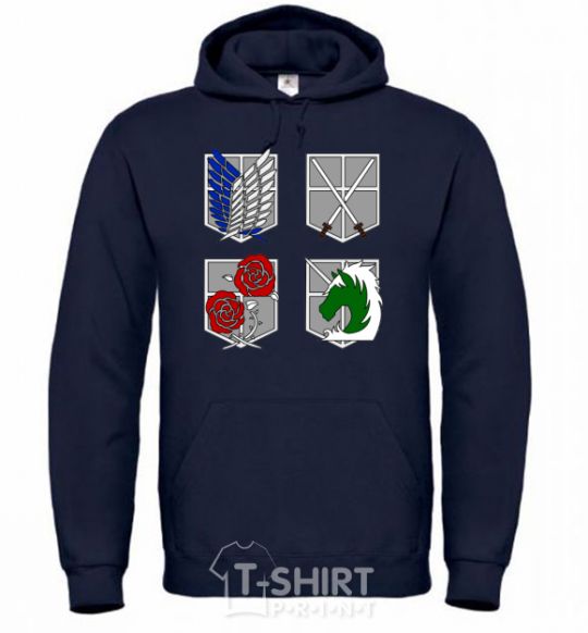 Men`s hoodie Attack of the titans emblem navy-blue фото