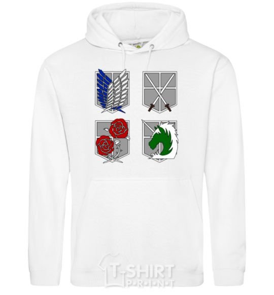 Men`s hoodie Attack of the titans emblem White фото