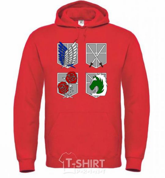 Men`s hoodie Attack of the titans emblem bright-red фото