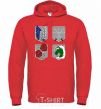 Men`s hoodie Attack of the titans emblem bright-red фото