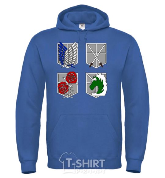 Men`s hoodie Attack of the titans emblem royal фото