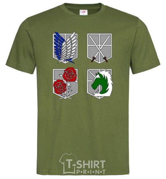 Men's T-Shirt Attack of the titans emblem millennial-khaki фото