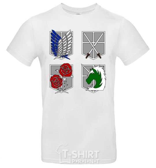 Men's T-Shirt Attack of the titans emblem White фото