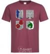 Men's T-Shirt Attack of the titans emblem burgundy фото