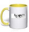 Mug with a colored handle The eyes of anime yellow фото