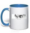 Mug with a colored handle The eyes of anime royal-blue фото