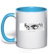 Mug with a colored handle The eyes of anime sky-blue фото