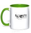 Mug with a colored handle The eyes of anime kelly-green фото