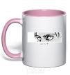 Mug with a colored handle The eyes of anime light-pink фото