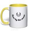 Mug with a colored handle Love by the moon yellow фото