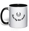 Mug with a colored handle Love by the moon black фото