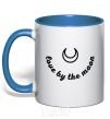 Mug with a colored handle Love by the moon royal-blue фото