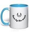 Mug with a colored handle Love by the moon sky-blue фото